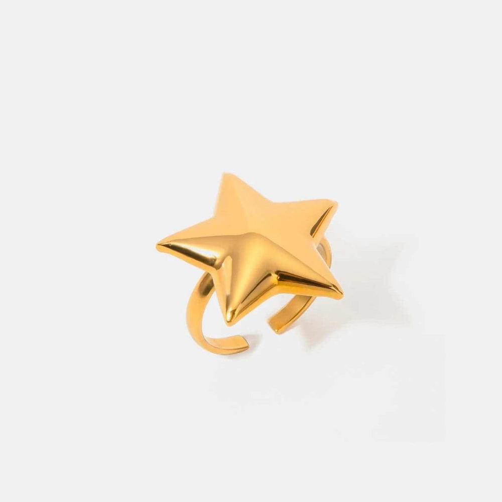 18K Gold-Plated Stainless Steel Star Ring - Trendsi - Flyclothing LLC