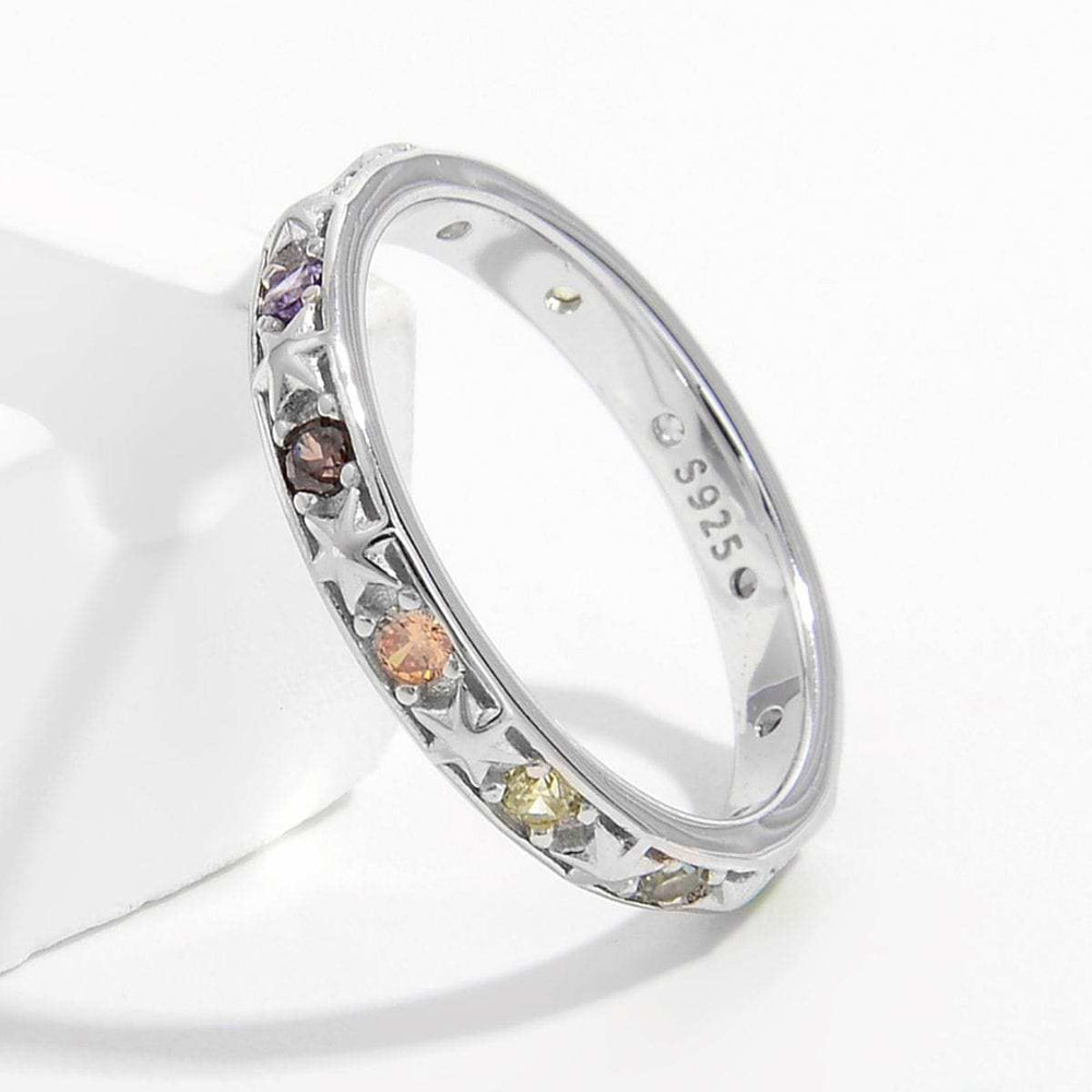 925 Sterling Silver Inlaid Zircon Ring - Trendsi - Flyclothing LLC