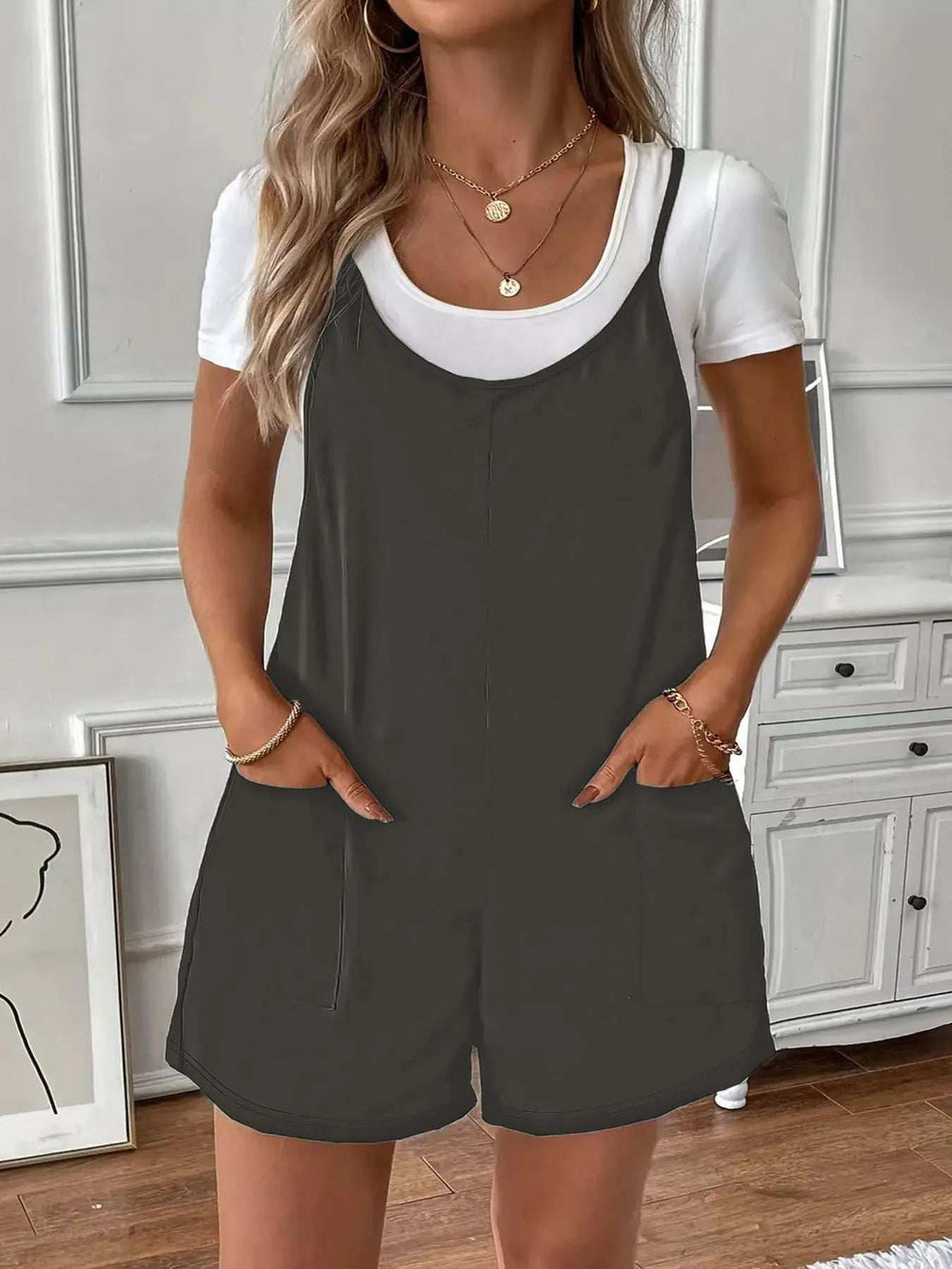 Full Size Scoop Neck Spaghetti Strap Overalls Plus Size - Trendsi - Flyclothing LLC