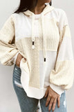 Plus Size Drawstring Color Block Long Sleeve Hoodie - Trendsi - Flyclothing LLC