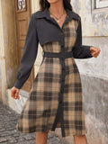 Plaid Button Up Long Sleeve Shirt Dress - Trendsi - Flyclothing LLC