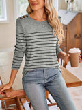 Lovelet Striped Round Neck Long Sleeve T-Shirt - Trendsi - Flyclothing LLC