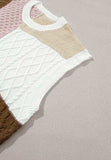 Cable-Knit Color Block Round Neck Sweater Vest - Trendsi - Flyclothing LLC