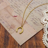 18K Gold-Plated Horseshoe Pendant Necklace - Trendsi - Flyclothing LLC