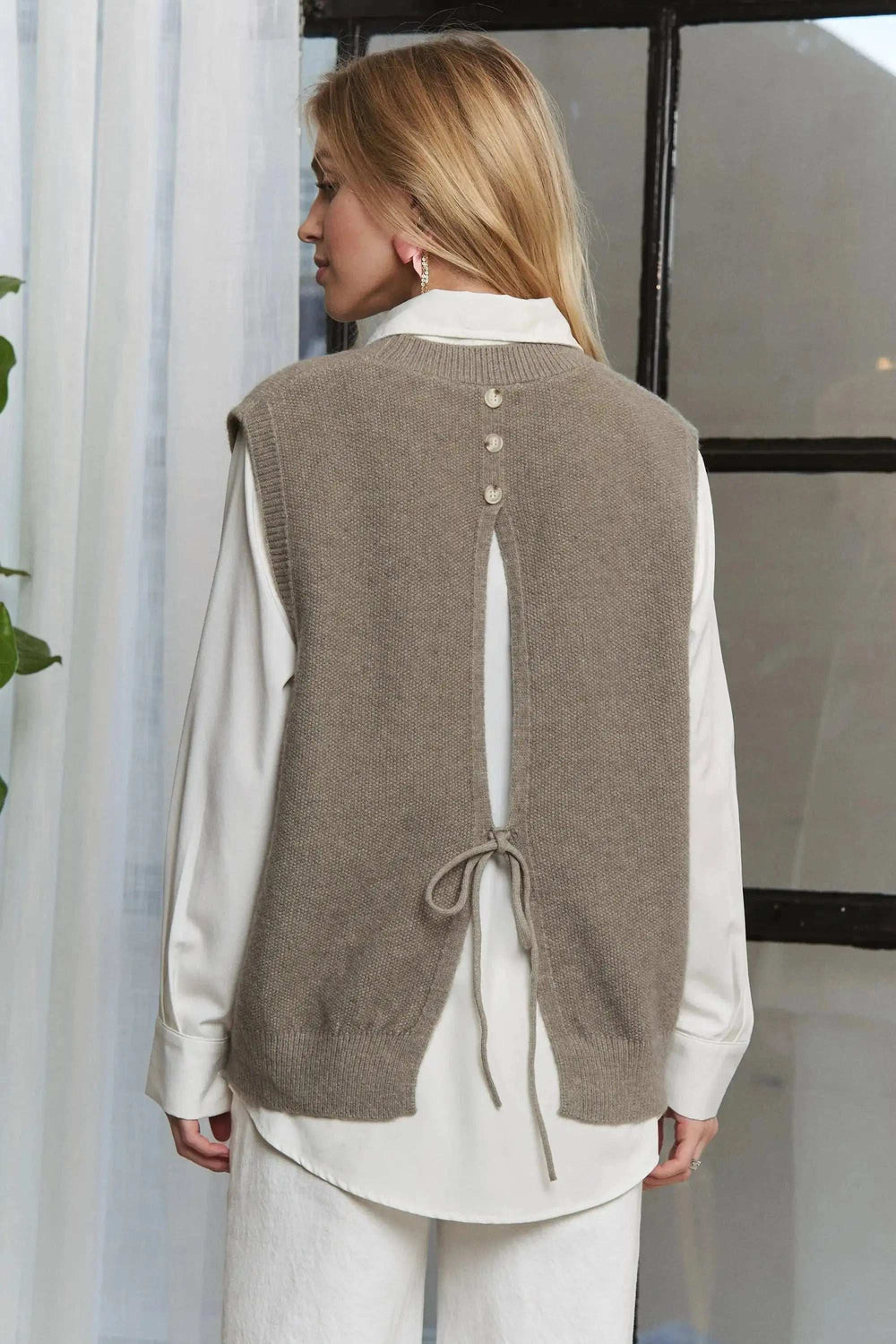 ADORA Round Neck Vest with Slight Open Back - Trendsi - Flyclothing LLC