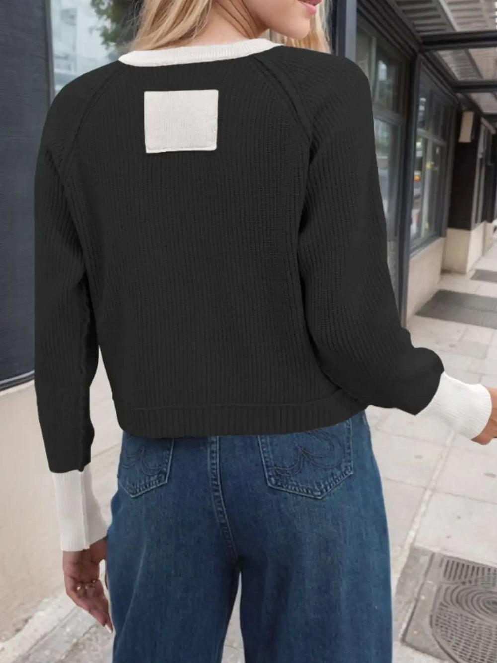 Contrast Button Up Long Sleeve Cardigan - Trendsi - Flyclothing LLC