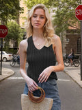 Cable-Knit V-Neck Knit Tank - Trendsi - Flyclothing LLC