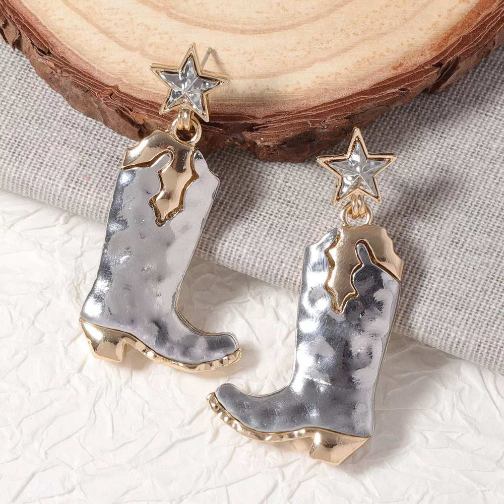 Western Cowboy Boot Star Dangle Earrings - Trendsi - Flyclothing LLC