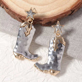 Western Cowboy Boot Star Dangle Earrings - Trendsi - Flyclothing LLC