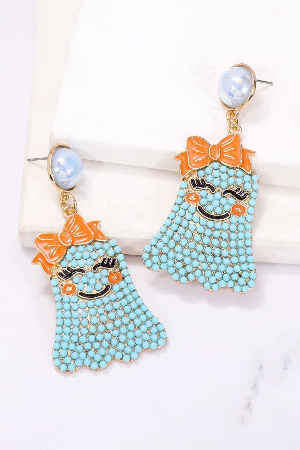 Smiling Ghost Shape Synthetic Pearl Earrings - Trendsi - Flyclothing LLC