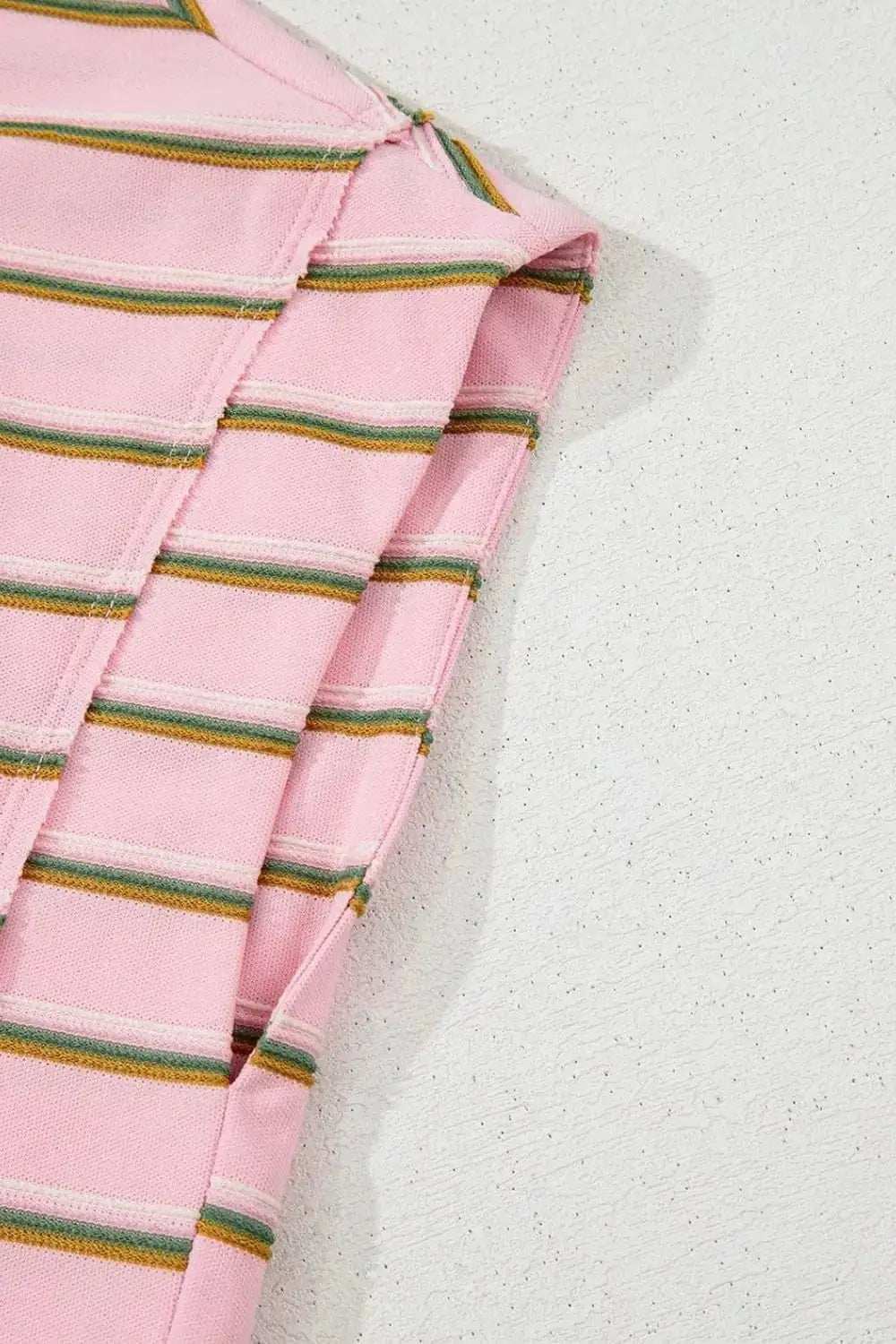 Stripe Wide Short Sleeve Tee and Short Set - Trendsi - Flyclothing LLC