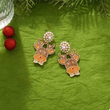 Reindeer Drop Earrings with Pearl Accents - Trendsi - Flyclothing LLC