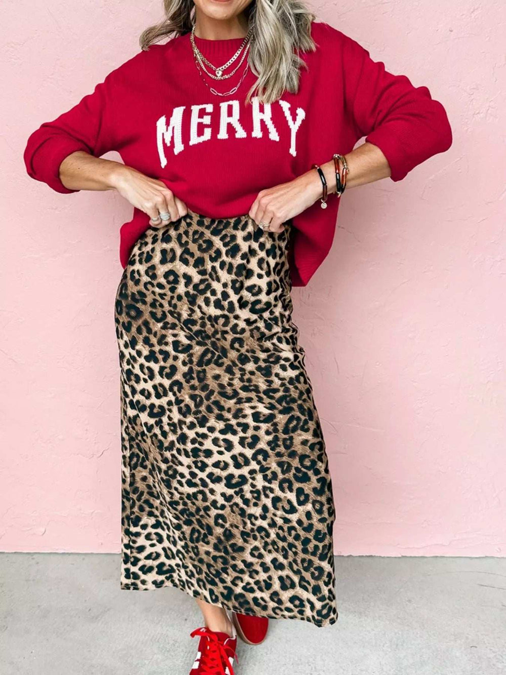 MERRY Letter Pattern Christmas Baggy Sweater - Trendsi - Flyclothing LLC