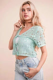 VERY J Front Tie Crochet Crop Top - Trendsi - Flyclothing LLC