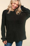 Haptics Mock Neck Side Slit Knit Top - Trendsi - Flyclothing LLC