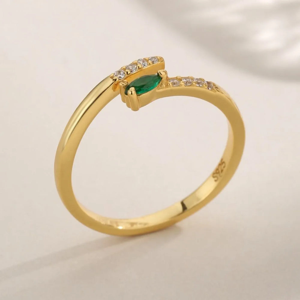 925 Sterling Silver Inland Zircon Open Ring - Trendsi - Flyclothing LLC