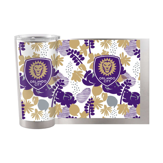 Orlando City 20oz Floral Stainless Steel Tumbler - Logo Brands - Flyclothing LLC