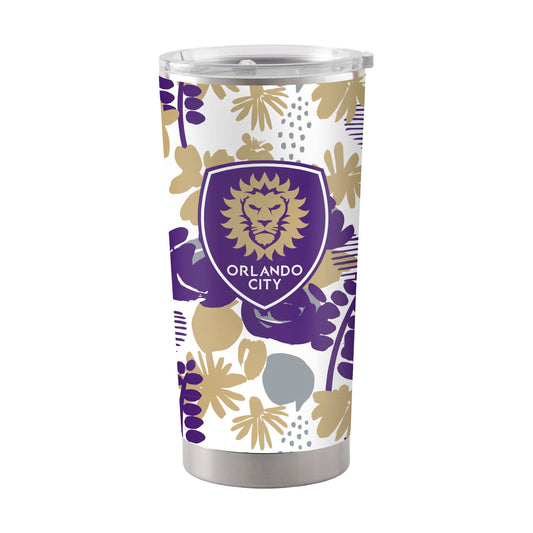 Orlando City 20oz Floral Stainless Steel Tumbler - Logo Brands - Flyclothing LLC