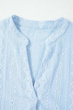 Jacquard Texture Flared Short Sleeve Notched Neck Mini Dress - Trendsi - Flyclothing LLC