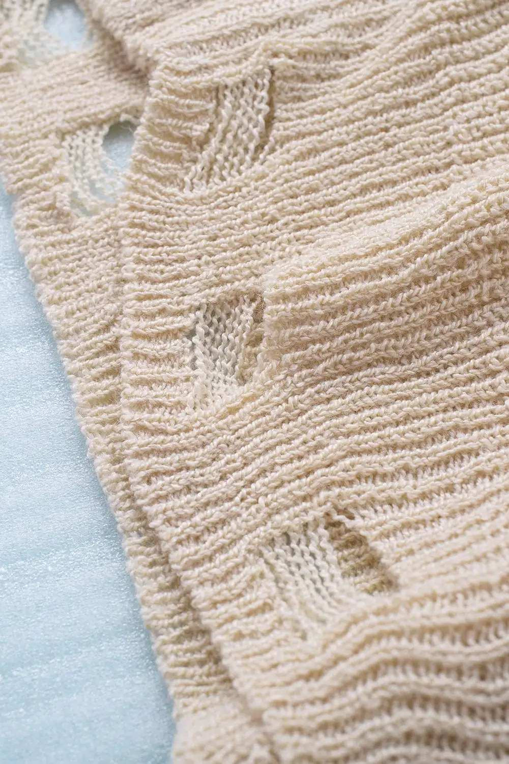 Distressed Zip Up Drawstring Hooded Cardigan - Trendsi - Flyclothing LLC