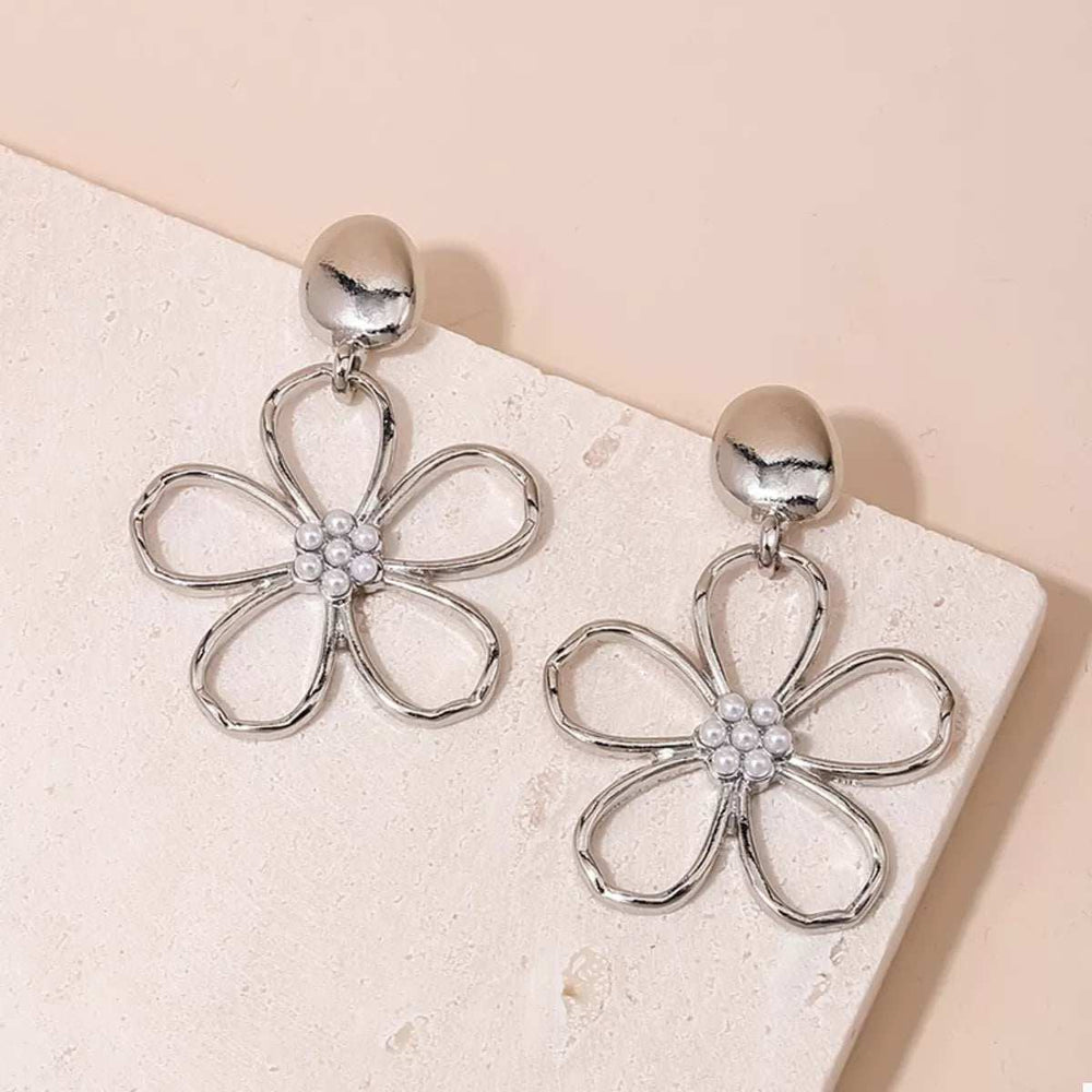 Alloy Flower Drop Earrings - Trendsi - Flyclothing LLC