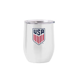 USSF 16oz Swagger White Powder Coat Curved Beverage - Logo Brands - Flyclothing LLC