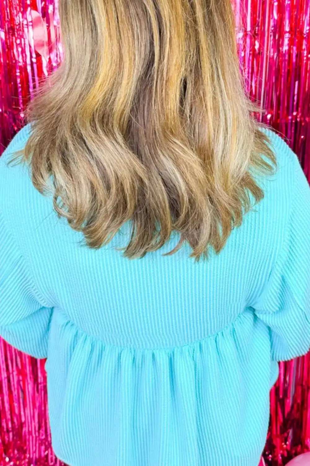 Plus Size Textured Peplum Long Sleeve Blouse - Trendsi - Flyclothing LLC