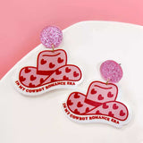 Cowboy Hat Dangle Earrings with Heart Accents - Trendsi - Flyclothing LLC