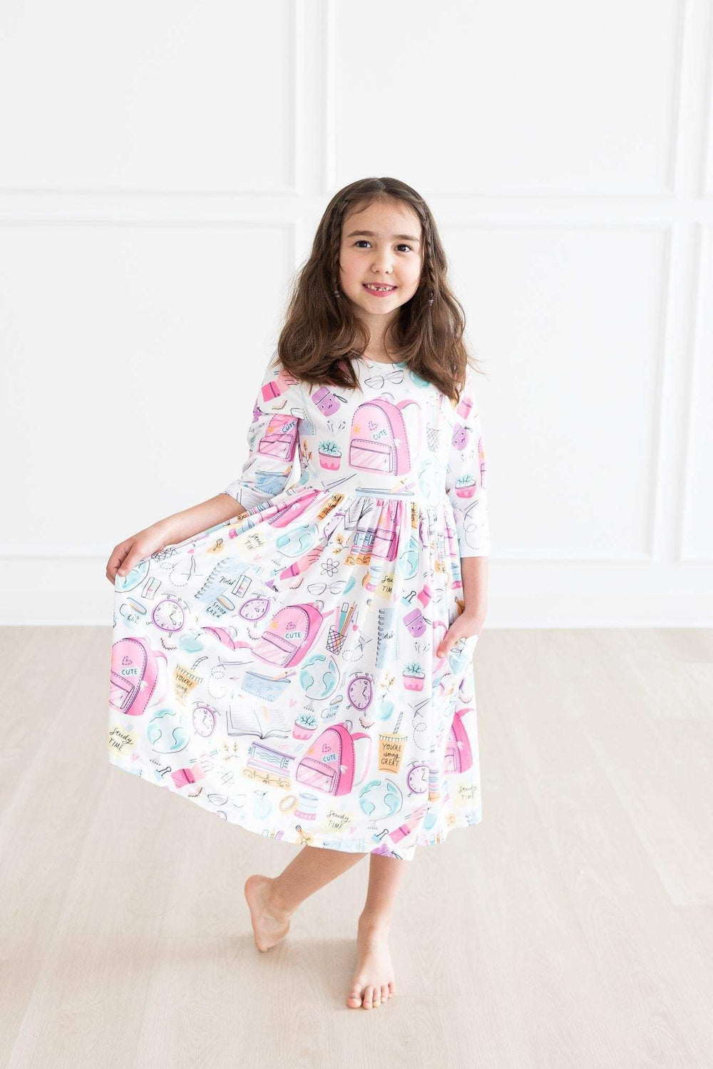 School is Cool 3/4 Sleeve Pocket Twirl Dress - Mila & Rose ® - Flyclothing LLC