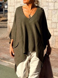 Ribbed Hem V-Neck Sweater - Trendsi - Flyclothing LLC