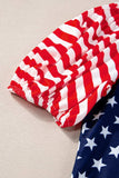 Stars and Stripes Round Neck Short Sleeve Top - Trendsi - Flyclothing LLC
