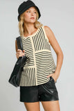 Umgee Round Neck Texture Striped Tank - Trendsi - Flyclothing LLC