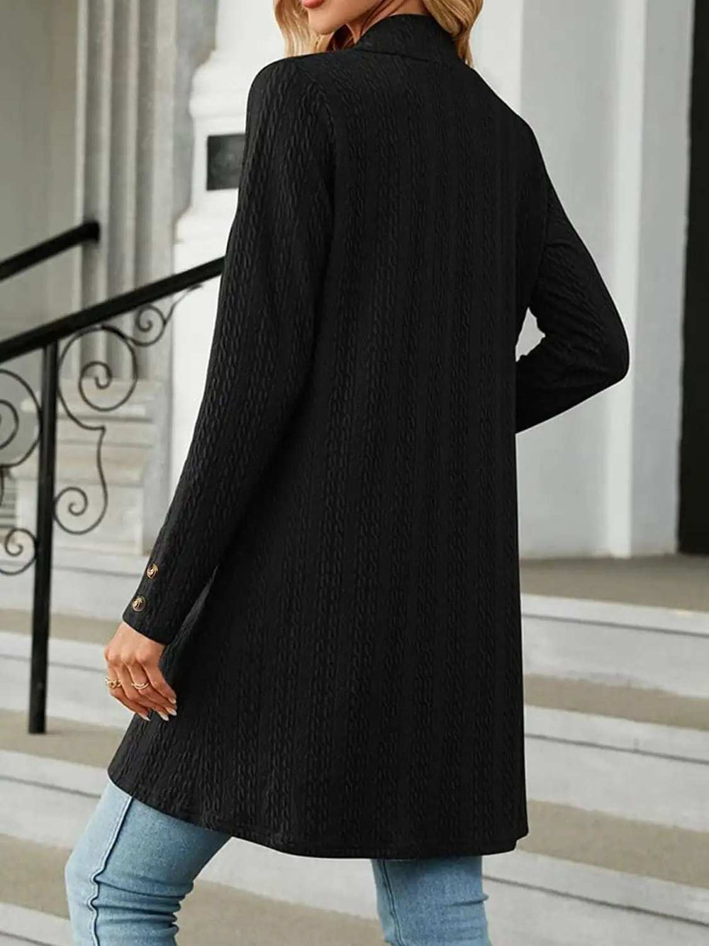 Open Front Long Sleeve Cardigan - Trendsi - Flyclothing LLC