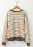 Striped Round Neck Long Sleeve Sweatshirt - Trendsi - Flyclothing LLC