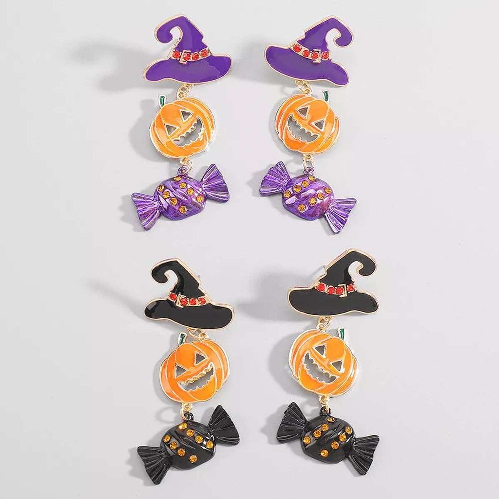 Halloween 18K Gold-Plated Alloy Pumpkin Earrings - Trendsi - Flyclothing LLC