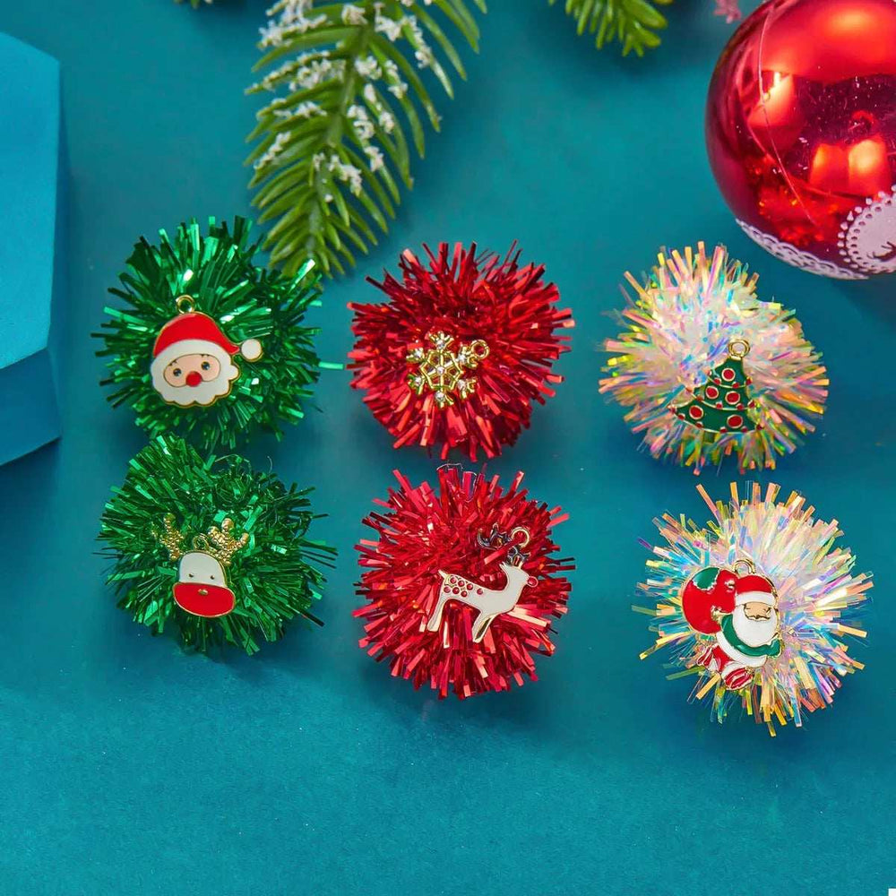 Christmas Asymmetrical Tinsel Ball Earrings - Trendsi - Flyclothing LLC