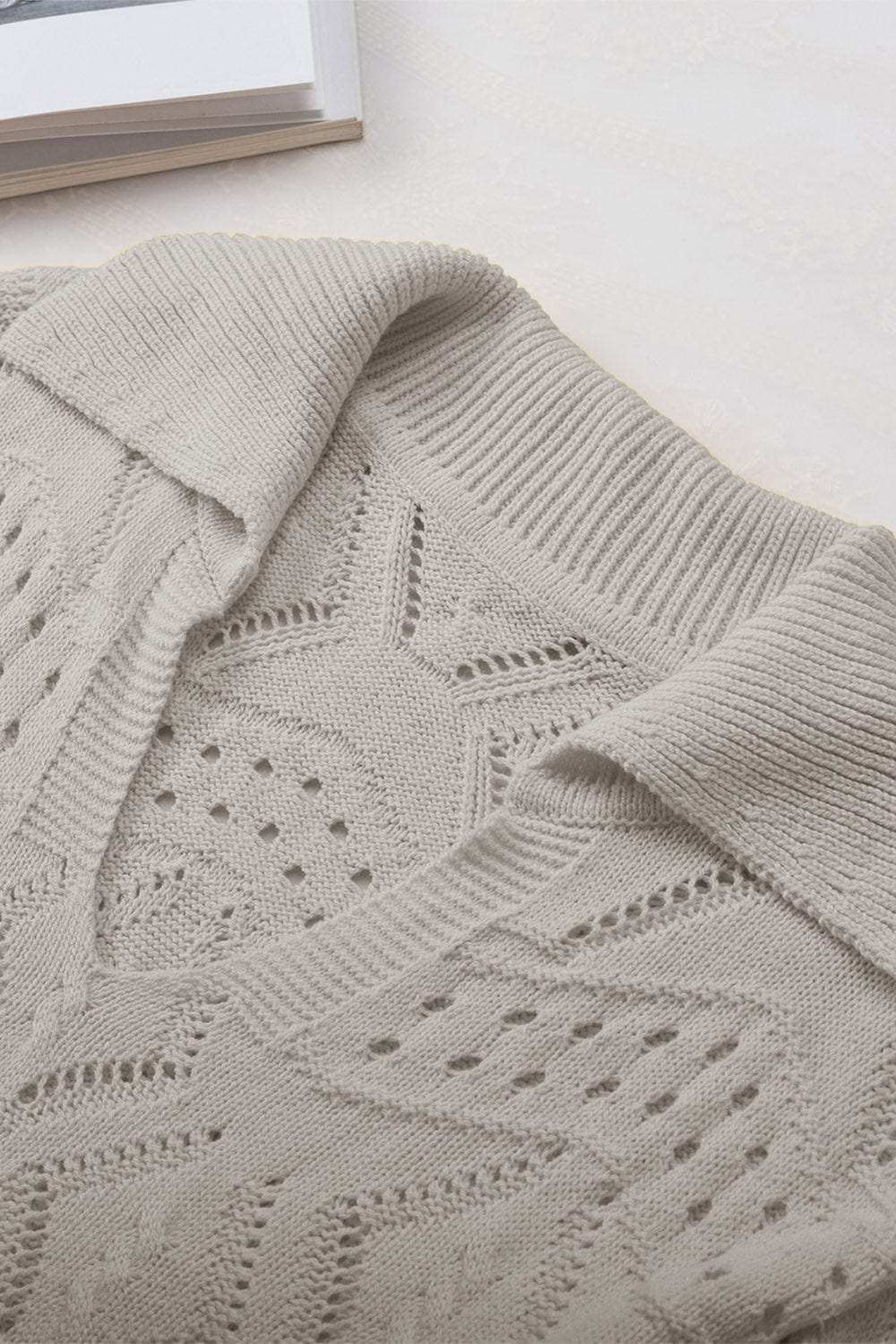 Hollow Out Johnny Collar Sweater - Trendsi - Flyclothing LLC
