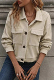 Pocketed Collared Neck Button Up Jacket - Trendsi - Flyclothing LLC