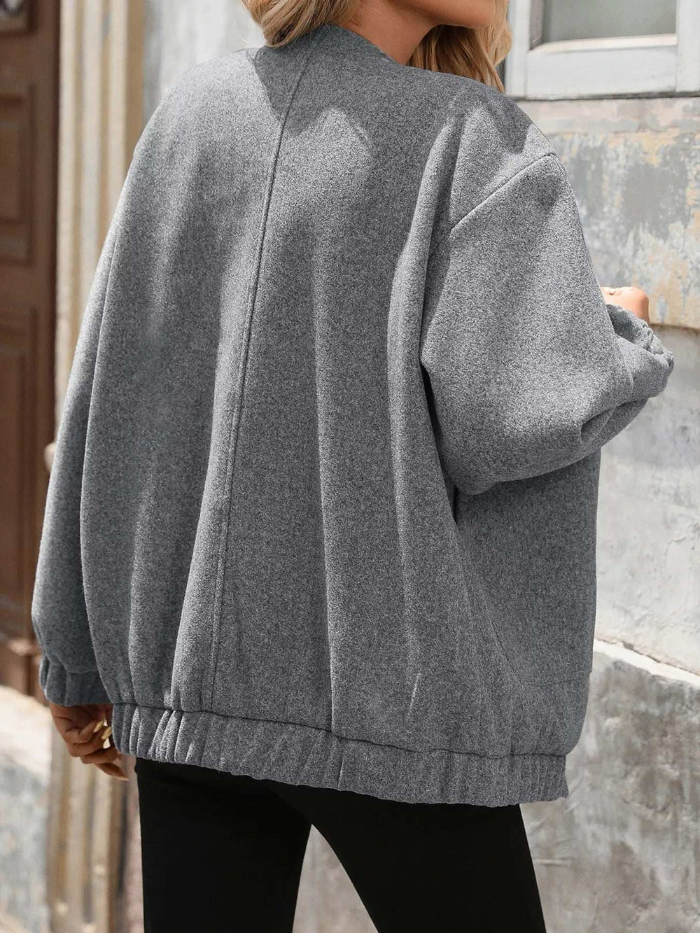 Snap Down Dropped Shoulder Jacket - Trendsi - Flyclothing LLC