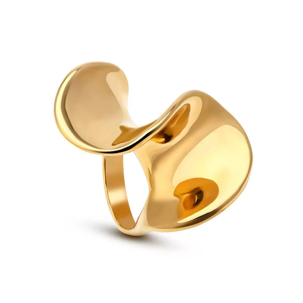 18K Gold-Plated Copper Geometric Sculptural Ring - Trendsi - Flyclothing LLC