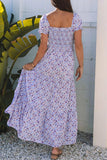 Tiered Floral Shirred High Waist Maxi Dress - Trendsi - Flyclothing LLC