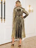 Tie Waist Long Sleeve Midi Dress - Trendsi - Flyclothing LLC