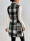 Honey Plaid Button Up Vest Coat - Trendsi - Flyclothing LLC