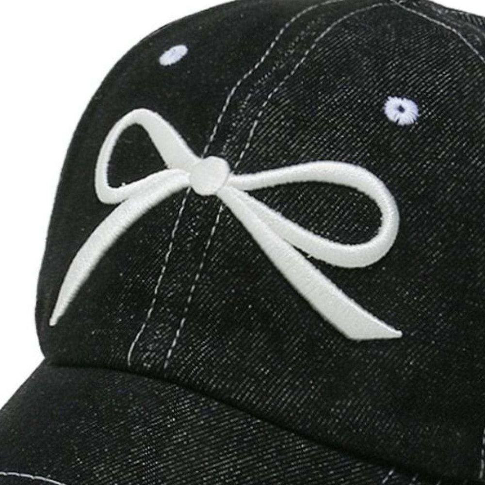 Bow Embroidered Denim Baseball Cap - Trendsi - Flyclothing LLC