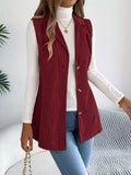 Button-Front Longline Vest Coat - Trendsi - Flyclothing LLC