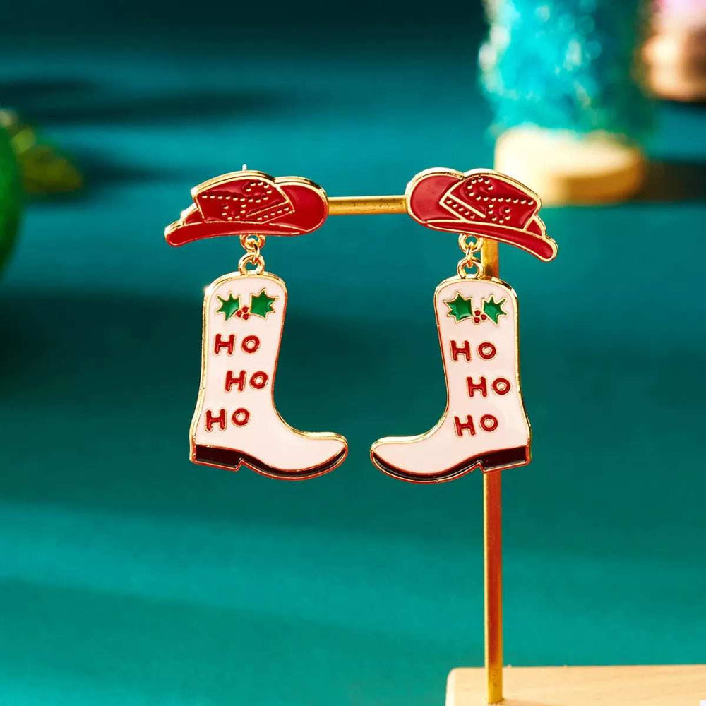Christmas Cowboy Boots Earrings - Trendsi - Flyclothing LLC