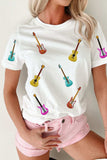 Guitar Crew Neck Short Sleeve T-Shirt - Trendsi - Flyclothing LLC