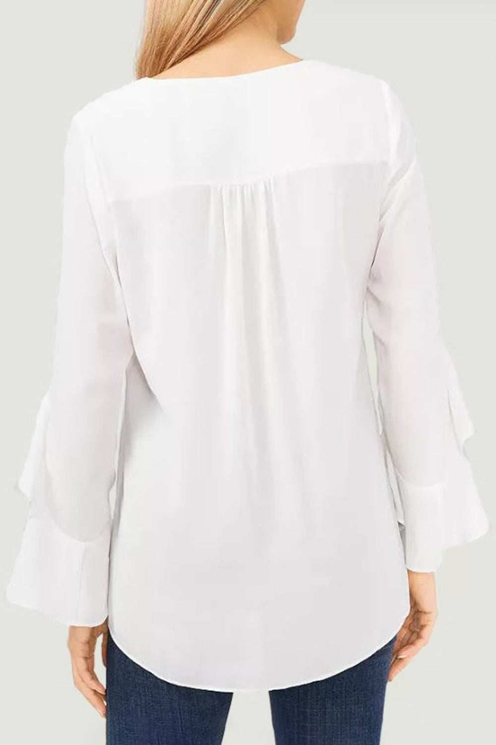 V-Neck Flounce Sleeve Blouse - Trendsi - Flyclothing LLC