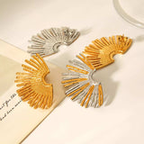 Stainless Steel Fan-Shaped Earrings - Trendsi - Flyclothing LLC