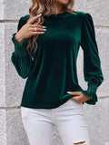Lovelet Round Neck Flounce Sleeve Top - Trendsi - Flyclothing LLC